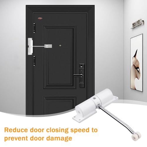 Forhandy Automatischer Türschließer Innentür Einstellbar Federbelasteter Türschließer Ohne Bohren mit 4 Schrauben und Einstellhebel für Zuhause Büro Schlafzimmer