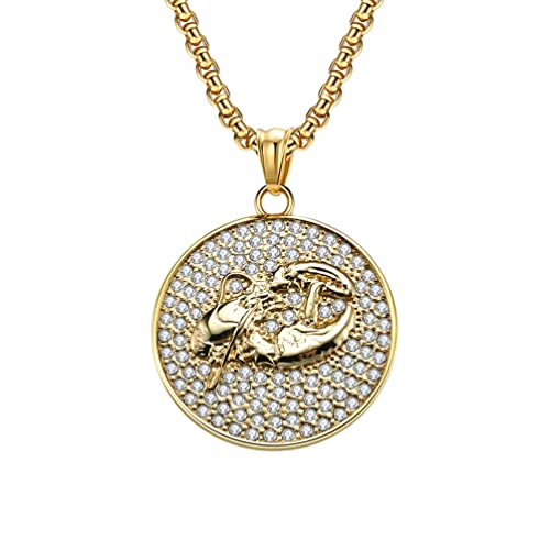 Collier homme acier inoxydable pendentif constellation et zirconium brillant durable