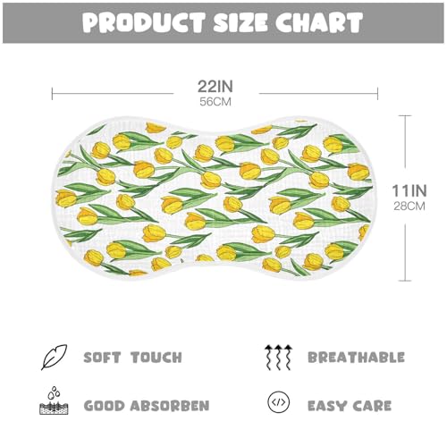 J JOYSAY Tulips Flower White Baby Burp Cloths for Boys Girls Large 22''x11'' Cotton 4 Layer Baby Essentials for Drool Spit Up one sizex22
