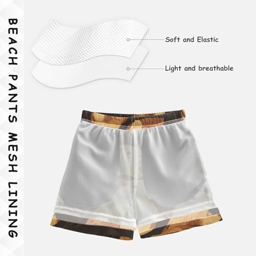 Pigsaly Boys Swim Trunks Animal Capybara Brown Boys Board Shorts Swimsuit Swimwear Summer Bathing Suit 5T4