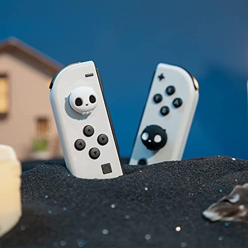 GeekShare Śliczne silikonowe nakładki na kciuki Joystick, osłona joysticka kompatybilna z Switch/OLED/Switch Lite, 4 szt. - Czaszka (czarno-biała)