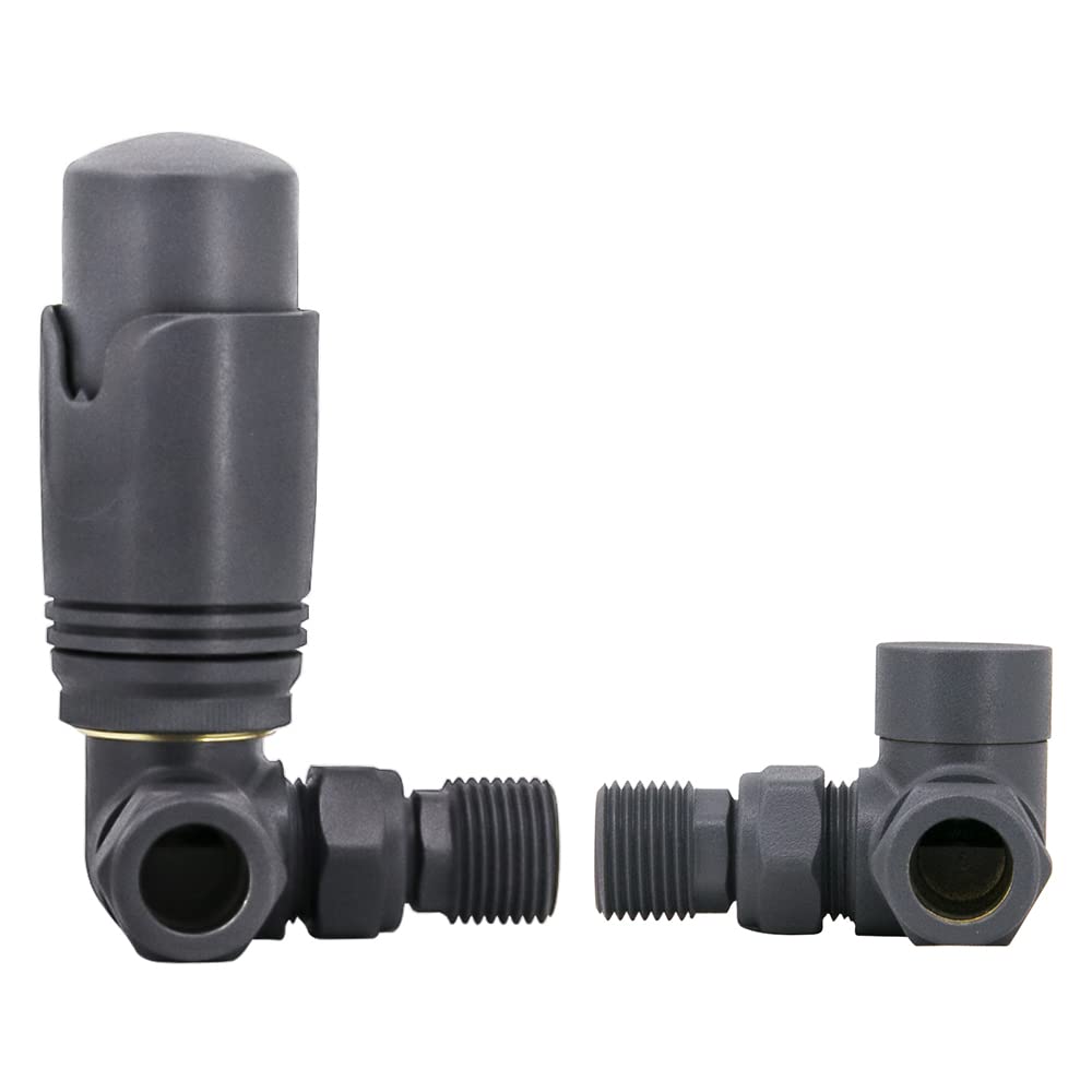 Warmehaus Anthracite Thermostatic Radiator Valve 15Mm X 1/2" Corner Radiator Trv With Lockshield For Heated Towel Rail Radiator