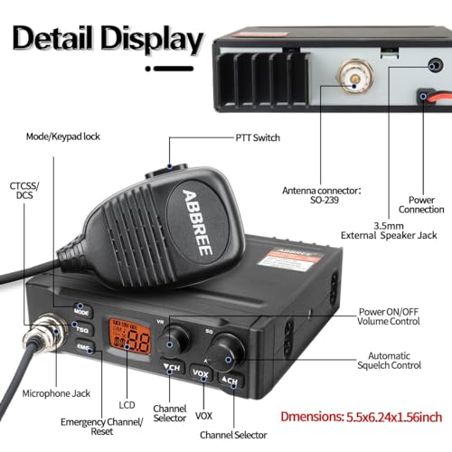 Abbree AR-M6 Cb Radio For Truckers Long Range Am Fm Professional Portable Cb Radios Kit,Compact Design,Travel Essentials,Instant Emergency Channel 9/19,Full 40 Channels thumb #6