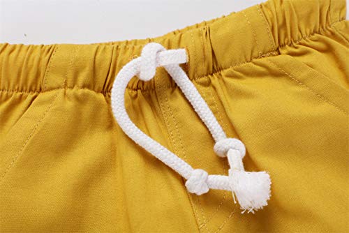 Image of HILEELANG Toddler Boy Chino Shorts Summer Cotton Stretch Drawstring School Uniform Jogger Shorts 2 Pack
