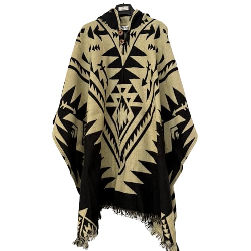 Image of Gamboa Mexican Poncho for Men - Alpaca Wool
