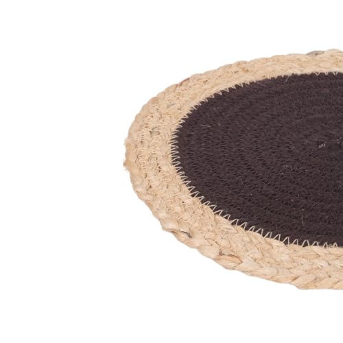 Image of DENOVA Cotton Rope Trivet for Hot Pots and Pans Heat-Resistant Table Mat, Handcrafted Spiral Design, Mocha and Jute Edge Pack of 3