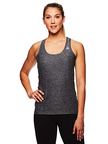 Reebok Womens Space Dye Print Racerback Tank Top, Black, Small