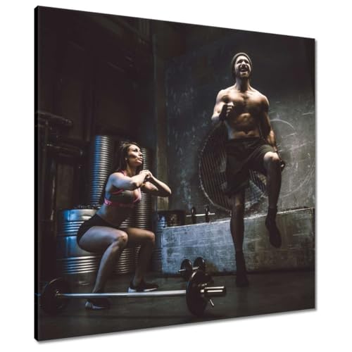 Peinture imprimée sur toile de motivation murale carrée Home Gym