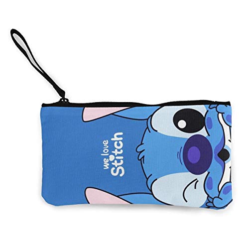 Preisvergleich Produktbild shibeili Cartoon Lilo Stitch Leinwand Geldbörse Reißverschluss Drucken Kleine Geldbörse Für Frau Kosmetiktasche Multifunktions Tragbare Geldbörse