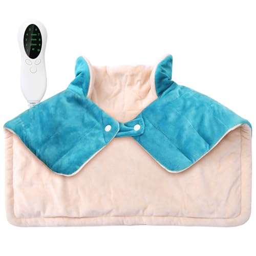 Souvik Almohadilla Térmica Cuello, 10 Niveles de Calor Manta Electrica Cervical para Aliviar el Dolor de Cuello, Hombros y Espalda, Lavable a...