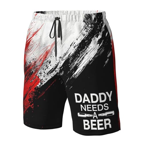 Board Shorts Daddy Needs a Beer Funny Mens Swim Trunks Quick Dry Swim Shorts Beach Short Summer Swimwear with Pockets4