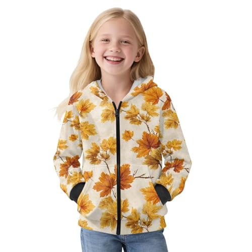 Suobstales Zip Up Hoodie Sweatshirts for Girls Kids Casual Long Sleeve Hooded Jumpers Tops Activewear with Kangaroo Pockets
