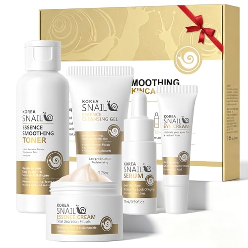 Set Skincare Viso alla Bava di Lumaca 5 Pezzi,Kit Cura
