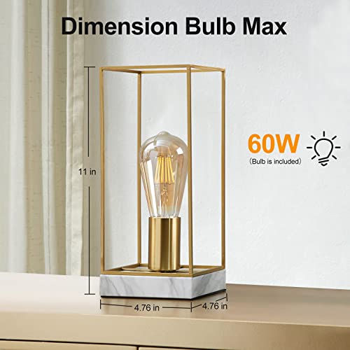 Gyrovu Touch Table Lamp, Bedside Lamp 3 Way Dimmable Modern Table Lamp Small Nightstand Lamp Desk Lamp With White Faux Marble Base, Edison Bulb Included For Living Room Bedroom Dining Room #TOP4