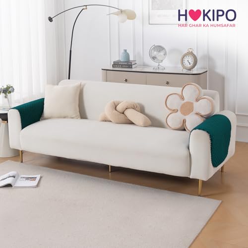 Image of HOKIPO Quilted Sofa Armrest Cover - 1 Pair | 'Quilt Classic' Teal (IN-925-TEAL*2)