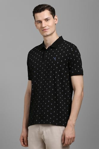 Image of Louis Philippe Men's Regular Fit Light Weight & Breathable Classic Sophisticated Texture Print Half Sleeve Cotton Polo Tshirt