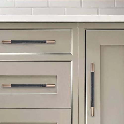 khtumeware 5 Pack 12 Inch(305mm) Aluminum Handles Knurled Black and Champagne Bronze Cabinet Pulls Drawer Pulls Kitchen Hardware Kitchen Handles for Cabinets Cupboard Handles by khtumeware - Image 5