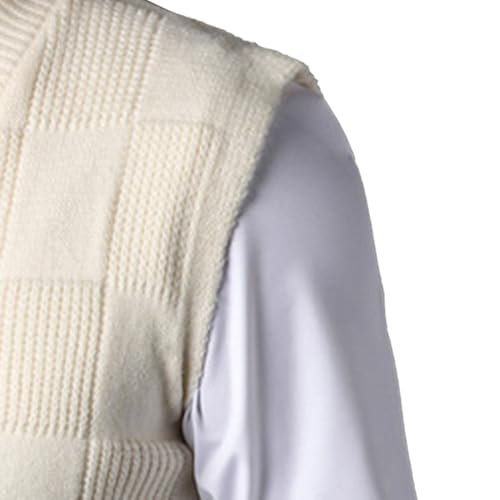 JEShifangjiusu Men's V Neck Sweater Vest Checkered Sleeveless Pullover Knitwear Business Casual Knitted Tank Top4