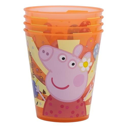 STOR Set de 4 Gobelets Enfant Peppa Pig 285ml - Verres Reutilisables en Plastique sans BPA pour...