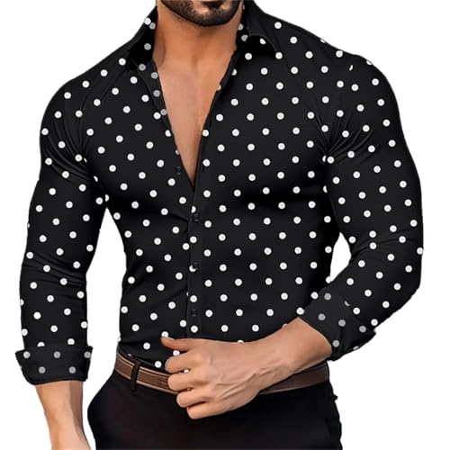 Chemise à manches longues pour homme, chemise à pois, chemisier occidental, coupe ajustée, haut d'affaires décontracté, t-shirt d'automne 2025, T-shirt...