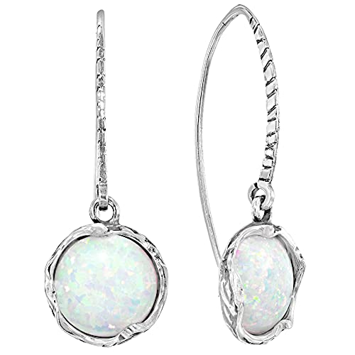925 Sterling Silver White Opal Earrings for Women - 12mm Teardrop Gemstone - October Birthstone Jewelry - Elegant Gift for Wife, Daughter, Sister