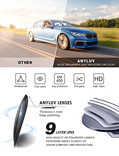 Image of ANYLUV Polarized Sunglasses for Men Rectangular Classic Al-Mg Metal Frame Sun Glasses Mens Sunglasses with UV Protection