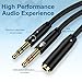 2-in-1 Y Aux Splitter Audio Cable Cord, Headphone Audio Mic Splitter for Computer, 3.5mm Female to 2 Dual 3.5mm Male Earphones Port Compatible for Headset Microphone Gaming Computer Speaker Laptop