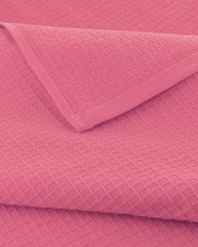 Image of Casa Copenhagen, Egyptian Cotton - Waffle Terry Towel 4 Piece 100% Cotton Large Bath Towel Set - Pink