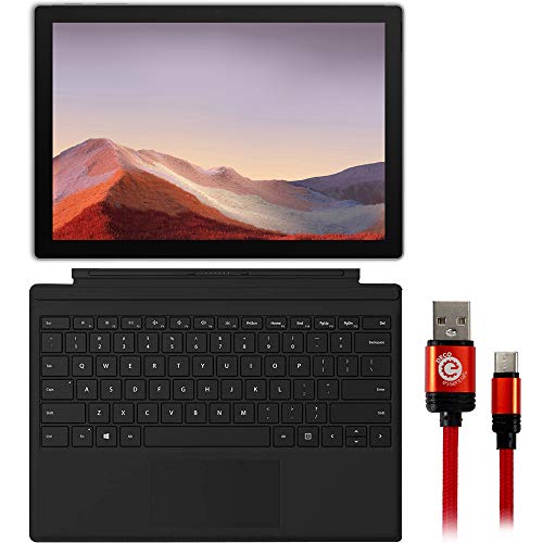 Microsoft VNX-00001 Surface Pro 7 12.3 inch Touch Intel i7-1065G7 16GB/256GB Platinum Bundle with Microsoft Surface Pro Signature Type Cover Keyboard Black and 3FT Type-C Charge & Sync USB Cable