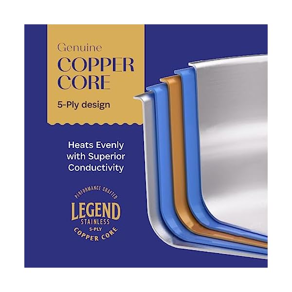 Legend 14 pc copper core stainless steel pots pans set pro quality 5 ply clad cookware professional chef grade home cooking all kitchen induction oven dishwasher safe pfoa ptfe pfos free  urban country home decor