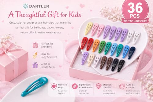 Image of Small Kids Tic Tac Hair Clips Cute Multi Color Hair Accessories | Girls & Toddlers | Non-Slip, Lightweight & Durable Metal Hairpins | Stylish Baby Hair Clips (Color C Pack of 36)