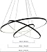LightInTheBox Modern LED Pendant Light 3 Ring Chandeliers Black Circle Pendant Light Fixtures for Living Room Dinning Room Office (Light Source: Warm White)