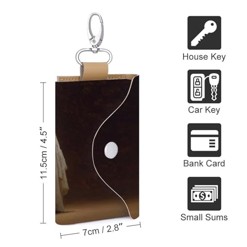 Three Ghosts Dark Fantasy Key Holder Bag PU Leather ID Card Holder Keychains Case Cover for Men Women2