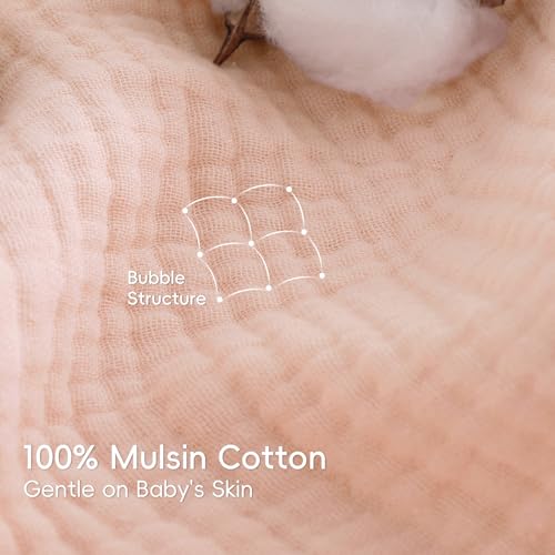 Image of PHF 100% Muslin Cotton Baby Hooded Towels, 2 Pack Bath Towel with Hood for Newborn, Infant, Toddler, Ultra Soft and Absorbent Baby Bath Essentials, Shower Gifts for Girls, 32x32Inch, Fruits