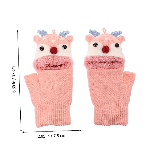 1pair Boys and Girls Adorable Windproof Half-finger Gloves for Outdoor Use Warm Woolen Yarn Knitted Design for Cold Days Attractive Gloves4