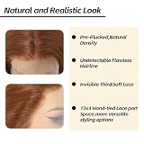 Sapphirewigs Auburn koronkowa peruka z przodu 13x4 syntetyczna fala ciała peruka kobiety impreza data nosić codziennie naturalny wygląd świąteczna peruka 26 cali