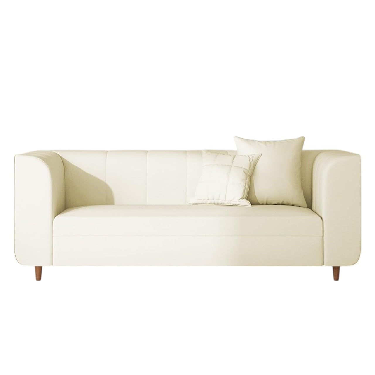 Modern 3-Seater Sofa Couch for Living Room | Upholstered Loveseat with Soft Cushions & Wooden Legs (Off White)