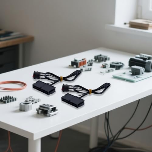 Orivin 2 piezas de comprobador de puente de fuente de alimentación ATX de 24 pines con interruptor de encendido y apagado, luz roja para control de bomba de refrigeración por agua, 52 cm - imagen 6