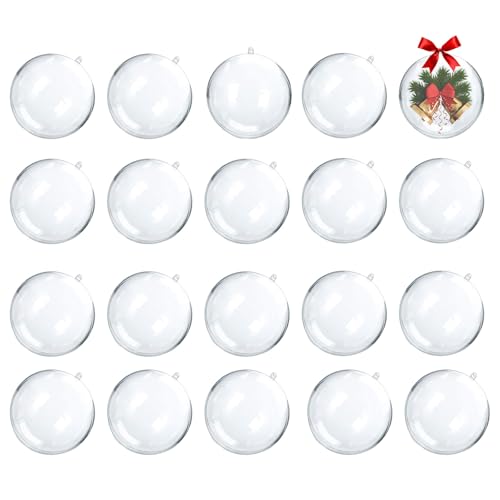 20 bolas transparentes para rellenar personalizadas, para hacer tus propias bolas de plástico para decoración de árbol de Navidad, bolas de plástico para rellenar para decoraciones de árbol de Navidad