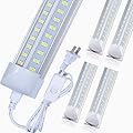 BSK.BESTKA LED Shop Light Fixture, 4FT, 50W 6500LM, 6000K Cold White, 4 Foot T8 Integrated LED Tube Lights, Plug in Warehouse Garage Lighting, V Shape, Linkable with On/Off Switch (4PCS)