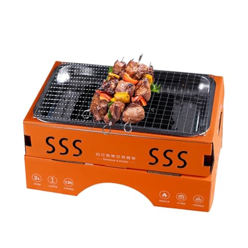 Barbacoa de mesa de carbón vegetal portátil – Barbacoa portátil para 1 – 3 personas | Barbacoa de mesa plegable para cocinas y alimentos