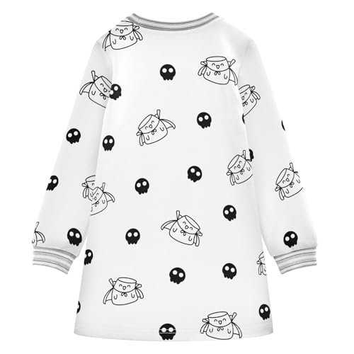Marshmall Skull Girls Dresses Long Sleeve Sweatshirt Dress for Girls Winter Toddler Casual A Line Dresses Size 2-8T2
