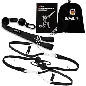 DH FitLife Slingtrainer voor full-body training, sling trainer set voor krachttraining en work-out thuis, bodyweight resistance voor thuis en onderweg, met deuranker, karabijnhaak en trainingsboek