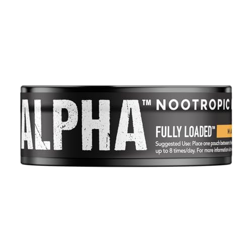 Image of Fully Loaded Alpha Nootropic Pouches (Mango) - 5 Cans - 15 Pouches per can -Effective Nootropic Delivery, Nic Pouch Replacement - Faster Absorption, Alpha GPC, L-Tyrosine, GABA