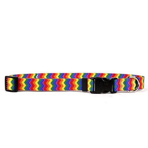 Image of Yellow Dog Design Standard Easy-Snap Collar, Rainbow Stripe Chevron, Cat 8 inch - 12 inch