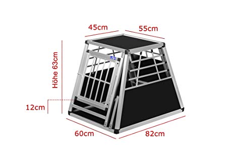 ALPUNA Transportbox N24 – Aluminium Hundebox 82×60×63 cm – Auto Hundebox mit Notausstieg, sicherer Hundetransport im Kofferraum