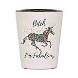 Funny Shot Glass - Unicorn Shotglass - Bitch I'm Fabulous - Ceramic Novelty College Gag Gift For Women - Best Cute Girly Gift For Bachelorette Parties, Wedding Party, and Bridesmaids - 1.5 oz (1)