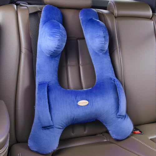 Image of FLORICH Kids Travel Pillow, Car Sleeping Travel Pillow for Kids, Washable H-Shaped Pillow for Adults and Children to Support Head and Body for Road Trips Pillow for Car (Slight Blue)