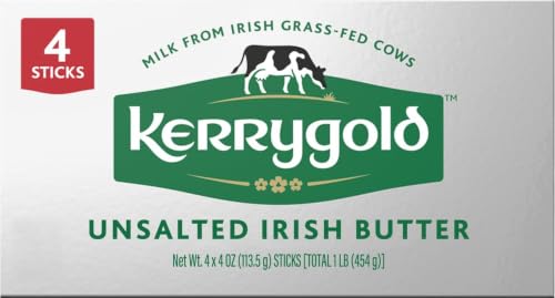 Kerrygold Irish Grass-Fed Unsalted Butter Sticks, 16 OZ