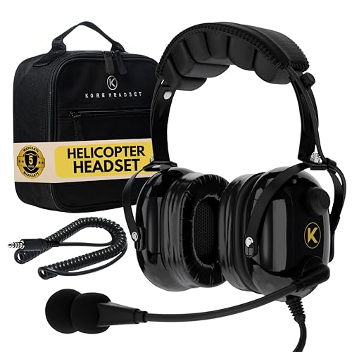 KORE AVIATION H1 Helicopter Pilot Headset - Passive Noise Reduction,